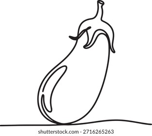 Aubergine Silhouette Vektor kontinuierliche Linie minimal Gemüse Kunst Illustration