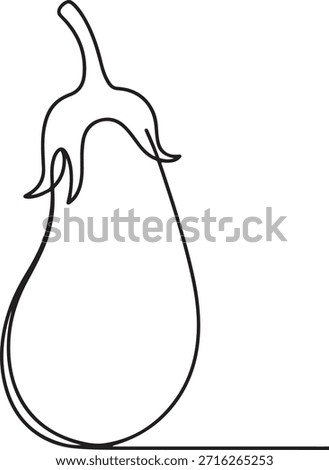 Eggplant silhouette vector continuous line minimal vegetable art illustration