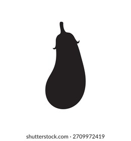 Diseño de ilustración plana de Vector de silueta de berenjena.