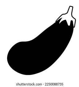 Icono negro simple de berenjena. Ilustración vectorial aislada en fondo blanco.