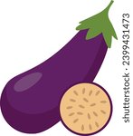 eggplant with slices flat vector illustration logo icon clipart