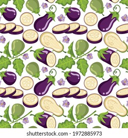 Eggplant summer vegetable seamless pattern
