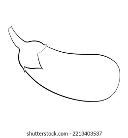 Eggpflanze in einer dünnen Linie. Vektorgrafik auf weißem Hintergrund.