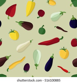 Eggplant, tomato and pepper - vector background