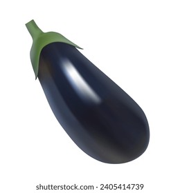 Eggplant. Vector 3d realistic clipart isolated on white background.