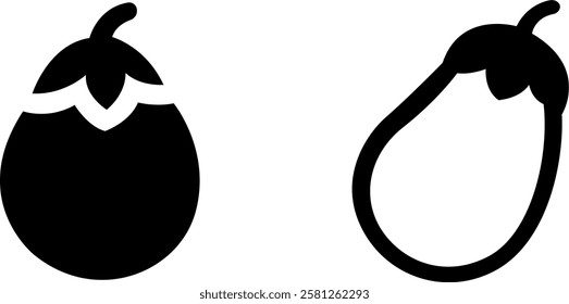 Eggplant Vector Icon Set – Fresh and Vibrant Vegetable Illustrations
