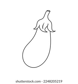 Ilustración vectorial de berenjena. Hortalizas de berenjenas de dibujos animados. La mano de la berenjena se aísla.