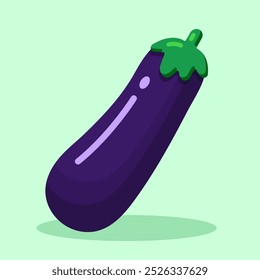 Ilustración vectorial de berenjena. Ilustración vectorial de una berenjena plana. Ideal para envases de alimentos, diseños vegetarianos y productos de alimentación.