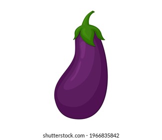 Eggplant vector illustration. Purple vegetable in cartoon style. Illustration isolated on white background
