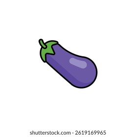 Icono aislado del Vector de la berenjena. Ilustración de emoji de berenjena. Emoticon aislado de Vector de berenjena