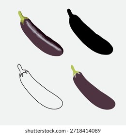 Conjunto de Vector de berenjena de alta calidad gráfica 