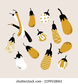 Ensemble d'images vectorielles d'oeuf isolées sur fond beige. Image vectorielle illustration vectorielle à plat de légumes pour les médias sociaux, affiches, cartes postales