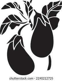 Eggplant Vector Stencil, black and white