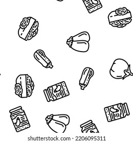 eggplant vegetable aubergine food vector seamless pattern thin line illustration