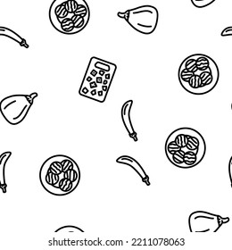 eggplant vegetable aubergine food vector seamless pattern thin line illustration