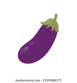 Vegetal de berinjela. Brinjal, estilo plano. Comida vegetariana de jardim orgânico, berinjela. Ilustração vetorial isolada sobre fundo branco.