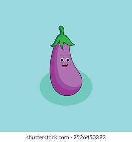 Eggplant vegetable cartoon vector icon illustration design