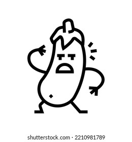 eggplant vegetable character line icon vector. eggplant vegetable character sign. isolated contour symbol black illustration