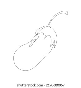 Eggplant vegetable in continuous line art drawing style. Eggplant plant minimalist black linear sketch isolated on white background. Vector one line