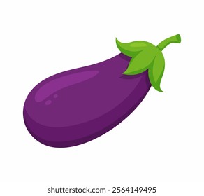 Eggplant vegetable for cooking meals. A bright element Hand drawn Trendy flat style isolated for design. Vector illustration