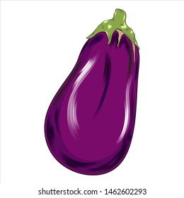 Eggplant, vegetable flat icon. One eggplant. isolated on white. Symbol, logo. Flat style. vector