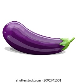 Eggplant vegetable icon in cartoon style. Vegetarian, organic food. Vector Illustration.