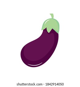 icono vegetal de berenjena sobre fondo blanco, estilo plano, ilustración vectorial