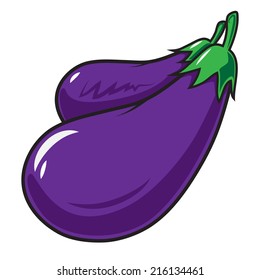 Eggplant vegetable isolated on white. Colorful design element. Eps 10 vector illustration.
