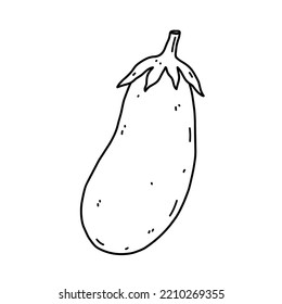 Eggpflanze einzeln auf weißem Hintergrund. Bio gesunde Lebensmittel. Vektorhandgezeichnete Illustration im Doodle-Stil. Ideal für Karten, Logo, Dekorationen, Rezepte, verschiedene Designs.