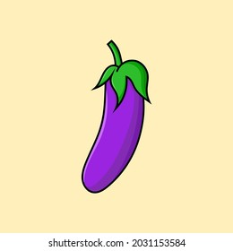 eggplant vegetable isolated vector illustration cartoon style. can use for vegetarian diet design of poster, banner, flyer, pamphlet, leaflet, brochure, catalog, food menu, web, site, website
