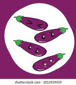 Eggplant Vegetable Mixed Expression Mask kind of colours which has a different expressions