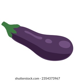 Eggplant vegetable vector illustration in cartoon flat style isolated on white background. Healthy diet menu. 