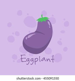 Eggplant vegetable vector illustration isolated on purple background.