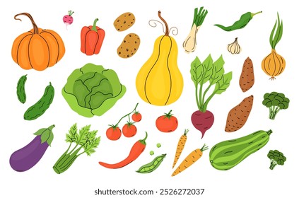 Eggplant Vitamin Bio Vegetable Icons Set Vector. Eggplant Cut And Sliced Ingredient For Cooking Salad And Baking With Cheese, Growing Plant And Harvesting In Garden Color Illustrations