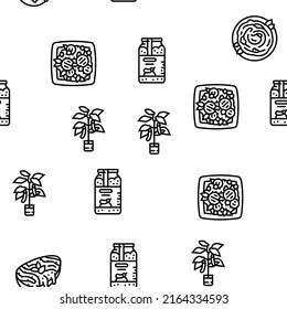 Eggplant Vitamin Bio Vegetable Vector Seamless Pattern Thin Line Illustration
