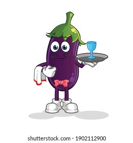 eggplant waiter cartoon. cartoon mascot vector