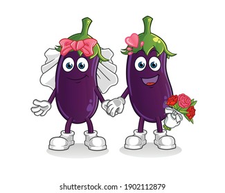 Eggplant Wedding Cartoon. Cartoon Mascot Vector