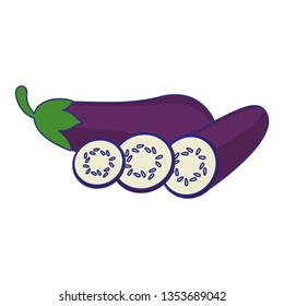 Eggplants slices cut vegetable blue lines