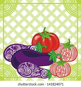 Eggplants tomatoes vector illustration