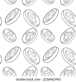 Eggplants vector colored seamless pattern isolated on white background. Farm, fresh, ecological vegetables artwork.