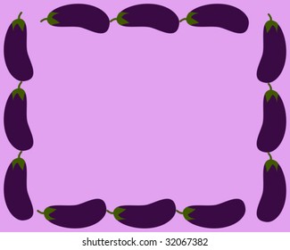 Eggplants as vegetable frame with pink background