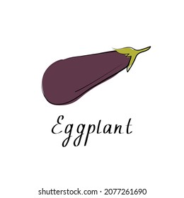 Eggplantsign. Vegetable isolated icon. Eggplant for farm market, vegetarian salad recipe design. vector illustration in flat style