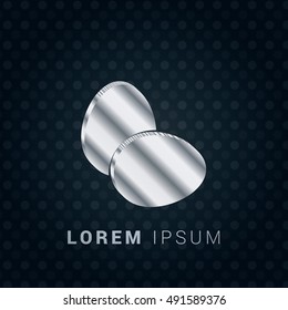 Eggs 3D silver/platinum metallic chromium precious Icon / Logo Design