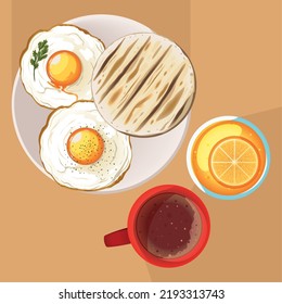 eggs and arepa breakfast food, design