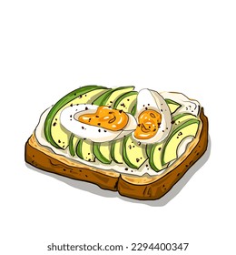 Eggs and avocado toast Yummy easy snack or breakfast and lunch  svg