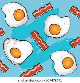 eggs and bacon background vector