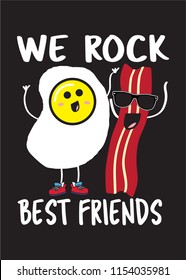 eggs bacon best friends ever cute characters food poster
