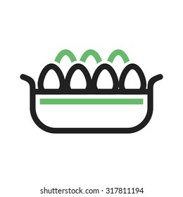 Eggs, basket, hen icon vector image. Can also be used for easter, celebration, observances and holidays. Suitable for mobile apps, web apps and print media.