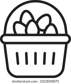 Huevos en la imagen del icono de la canasta. Adecuado para aplicaciones móviles.