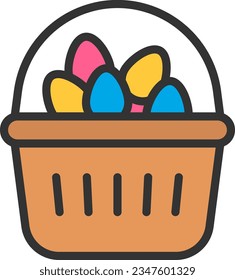Huevos en la imagen del icono de la canasta. Adecuado para aplicaciones móviles.